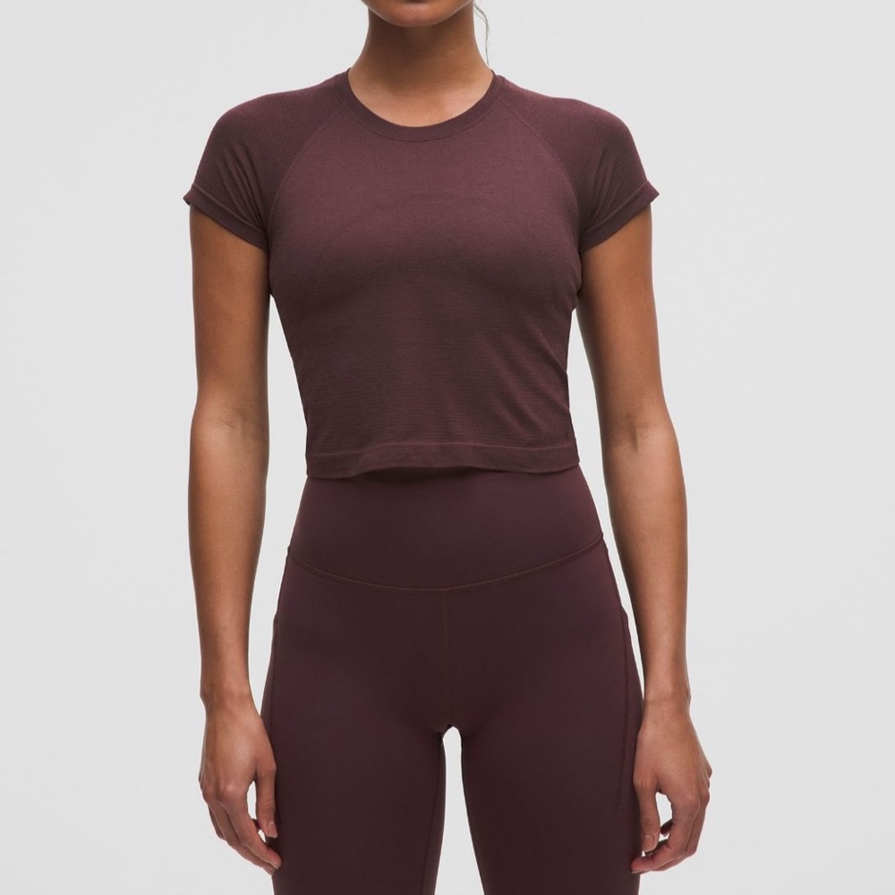 Lululemon Swiftly Tech Cropped Short Sleeve in Goodnight Plum
